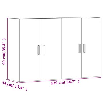 vidaXL Armadietti a Parete 2 pz Rovere Fumo in Legno Multistrato