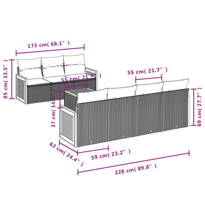 vidaXL Set Divani da Giardino con Cuscini 8 pz Nero in Polyrattan