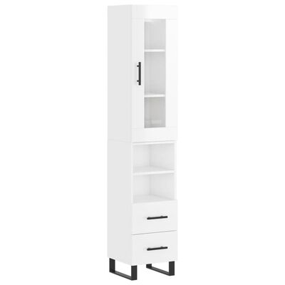 vidaXL Credenza 34,5x34x180 cm in Legno Multistrato Bianco Lucido