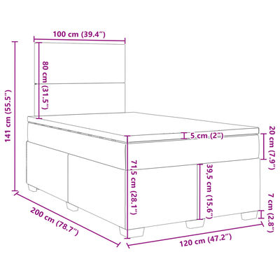 vidaXL Giroletto a Molle con Materasso Blu 120x200 cm in Velluto