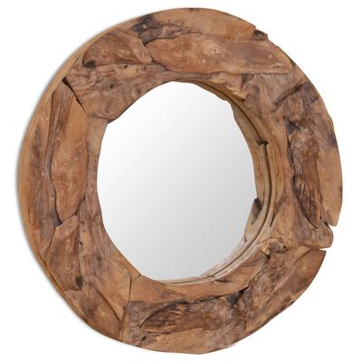 vidaXL Specchio Decorativo in Legno di Teak 60 cm Rotondo