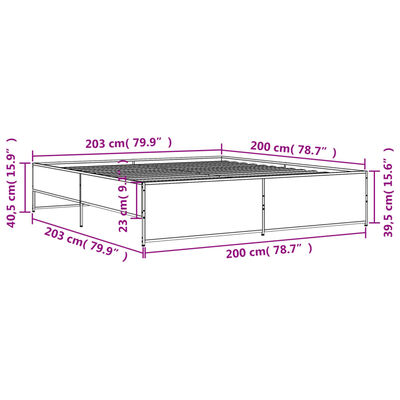 vidaXL Giroletto Rovere Fumo 200x200 cm in Legno Multistrato e Metallo