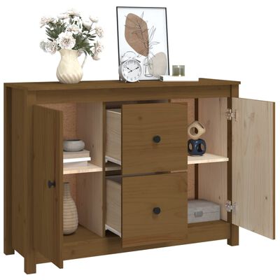 vidaXL Credenza ambra 100x35x74 cm in Legno Massello di Pino