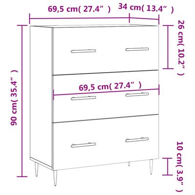 vidaXL Credenza Rovere Sonoma 69,5x34x90 cm in Legno Multistrato