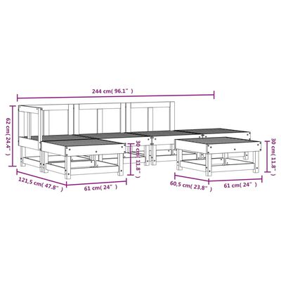 vidaXL Set Salotto da Giardino 6 pz Bianco in Legno Massello di Pino