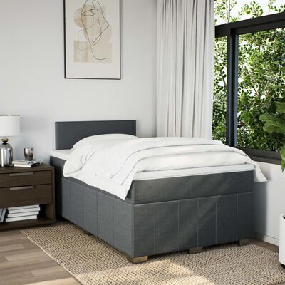 vidaXL Giroletto a Molle con Materasso Grigio Scuro 120x190cm Tessuto