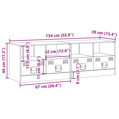 vidaXL Mobili TV 2 pz Giallo Senape 67x39x44 cm in Acciaio