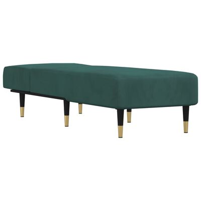 vidaXL Chaise Longue in Velluto Verde Scuro