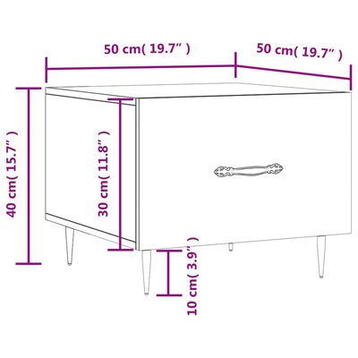 vidaXL Tavolino da Salotto Grigio Sonoma 50x50x40 cm Legno Multistrato