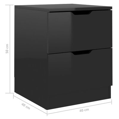 vidaXL Comodini 2 pz Nero Lucido 40x40x50 cm in Legno Multistrato