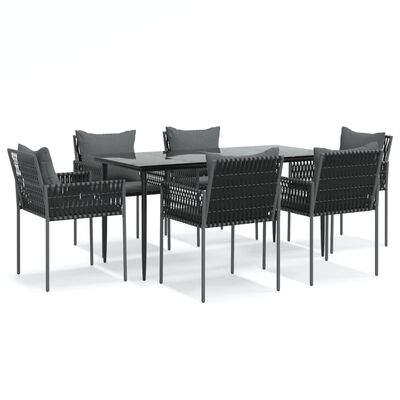 vidaXL Set Pranzo da Giardino 7 pz con Cuscini in Polyrattan e Acciaio