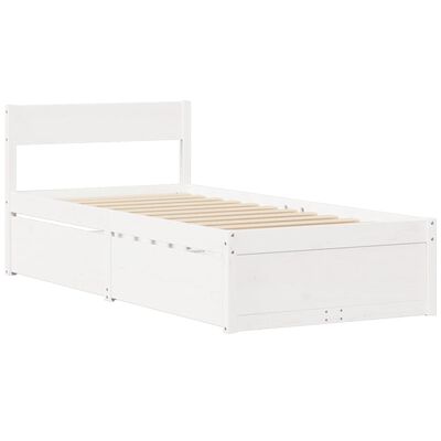 vidaXL Letto senza Materasso Bianco 75x190 in Legno Massello di Pino