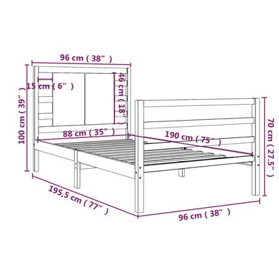 vidaXL Giroletto Bianco in Legno Massello di Pino 90x190 cm Single