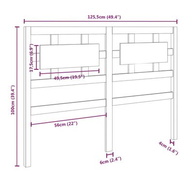 vidaXL Testiera per Letto ambra 125,5x4x100 cm Legno Massello di Pino