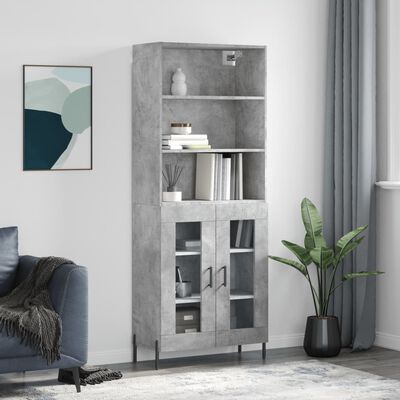 vidaXL Credenza Grigio Cemento 69,5x34x180 cm in Legno Multistrato