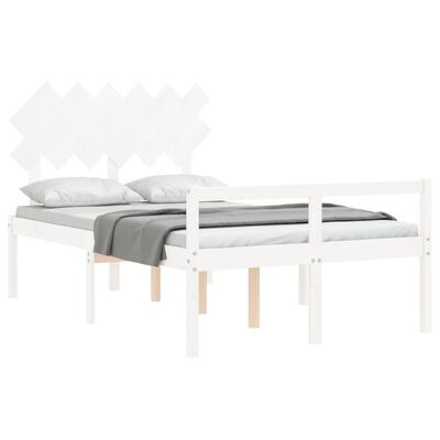 vidaXL Letto per Anziani con Testiera Bianco Double in Legno Massello