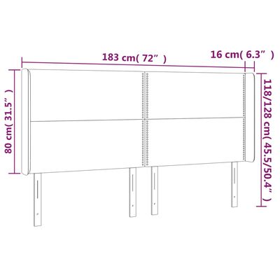 vidaXL Testiera ad Orecchio Bianco 183x16x118/128 cm in Similpelle