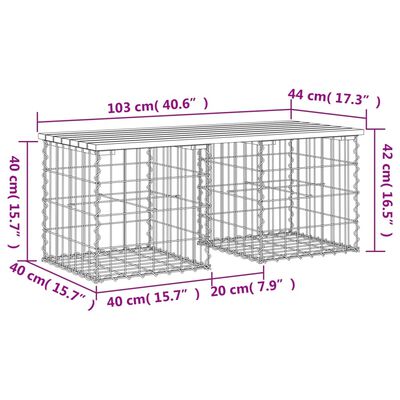 vidaXL Panca da Giardino Design Gabbione 103x44x42 cm Massello Douglas