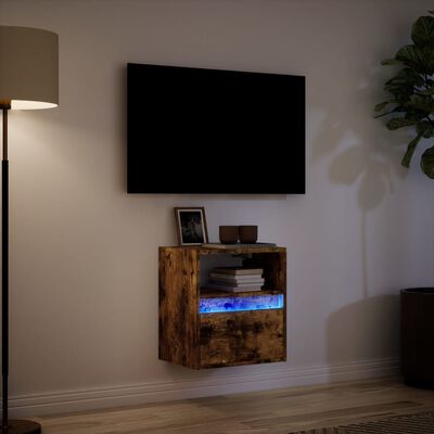 vidaXL Mobile TV a Parete con Luci LED Rovere Fumo 41x31x45 cm