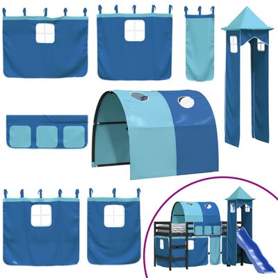 vidaXL Letto a Soppalco con Torre Bambini Blu 80x200cm Massello Pino