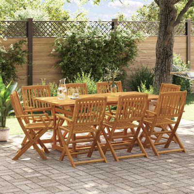 vidaXL Set da Pranzo da Giardino 9pz 180x90x75cm Legno Massello Acacia