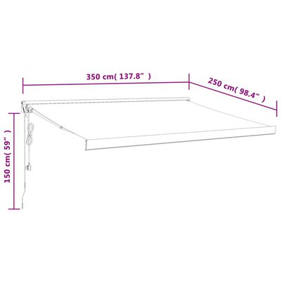 vidaXL Tenda da Sole Retrattile Antracite 3,5x2,5m Tessuto e Alluminio