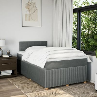 vidaXL Giroletto a Molle con Materasso Grigio Scuro 120x190cm Tessuto