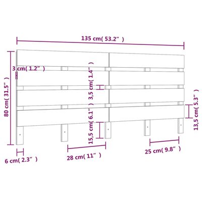 vidaXL Testiera per Letto 135x3x80 cm in Legno Massello di Pino