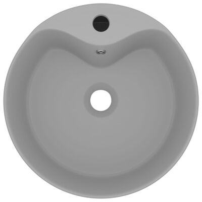 vidaXL Lavandino con Troppopieno Grigio Chiaro Opaco 36x13 cm Ceramica