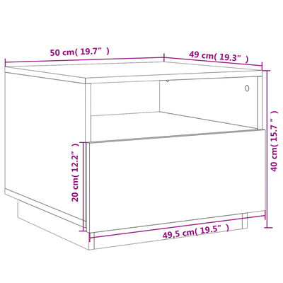 vidaXL Tavolino da Soggiorno con Luci LED Nero 50x49x40 cm