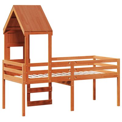 vidaXL Letto a Soppalco con Tetto Cera 75x190cm Legno Massello di Pino