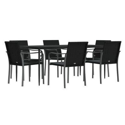 vidaXL Set Pranzo da Giardino 7 pz con Cuscini in Polyrattan e Acciaio