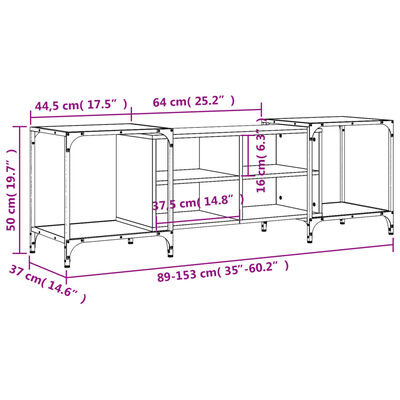 vidaXL Mobile Porta TV Grigio Sonoma 153x37x50 cm in Legno Multistrato