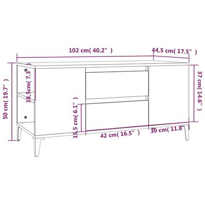 vidaXL Mobile Porta TV Rovere Marrone 102x44,5x50 cm Legno Multistrato