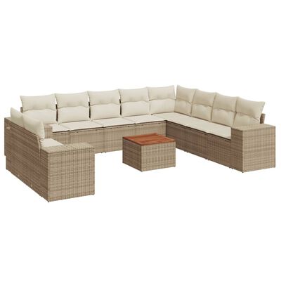 vidaXL Set Divani da Giardino 11 pz con Cuscini Beige in Polyrattan