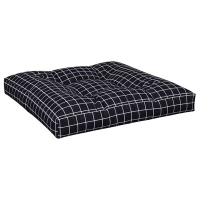 vidaXL Cuscino per Pallet Motivo a Quadri Nero 80x80x12 cm in Tessuto