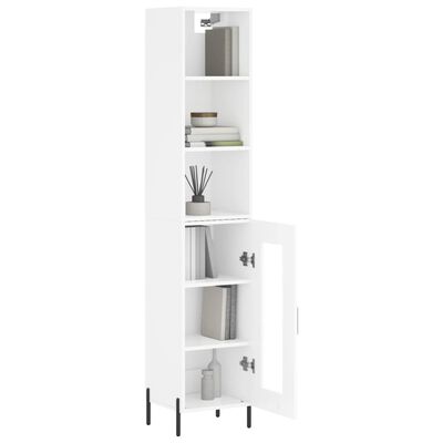 vidaXL Credenza 34,5x34x180 cm in Legno Multistrato Bianco Lucido