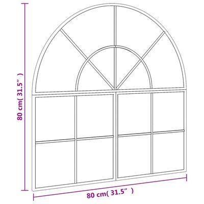 vidaXL Specchio da Parete Nero 80x80 cm Arco in Ferro