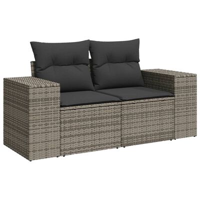 vidaXL Set Divano da Giardino 8 pz con Cuscini Grigio in Polyrattan