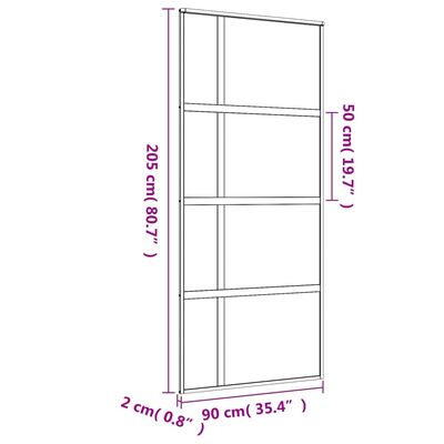 vidaXL Porta Scorrevole Dorata 90x205 Vetro Trasparente ESG Alluminio