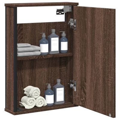 vidaXL Mobile Bagno Specchio Rovere Marrone 42x12x60 Legno Multistrato