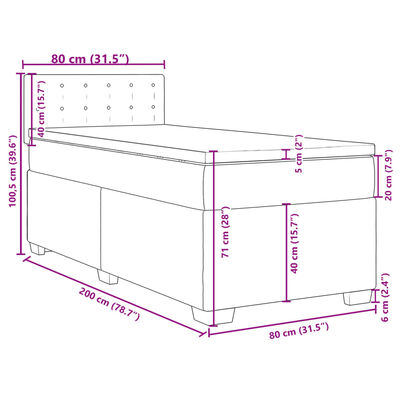 vidaXL Giroletto a Molle con Materasso Cappuccino 80x200 cm Similpelle