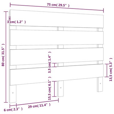 vidaXL Testiera per Letto Nera 75x3x80 cm in Legno Massello di Pino