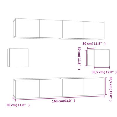 vidaXL Set di Mobili Porta TV 6 pz Rovere Fumo in Legno Multistrato