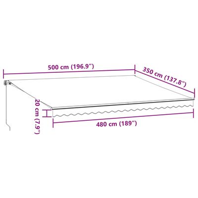 vidaXL Tenda da Sole Retrattile Manuale Marrone 500x350 cm