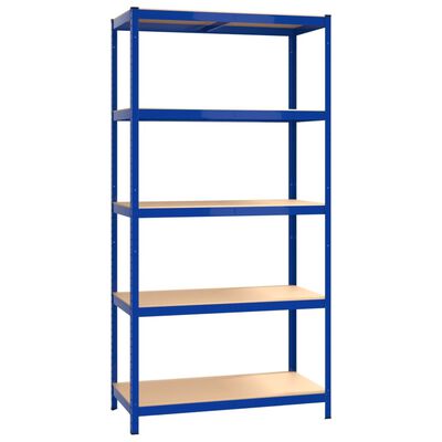 vidaXL Scaffali a 5 Ripiani 3 pz Blu in Acciaio e Legno Multistrato