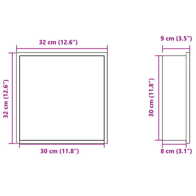 vidaXL Nicchia per Doccia Nero Opaco 32x32x9cm in Acciaio Inox