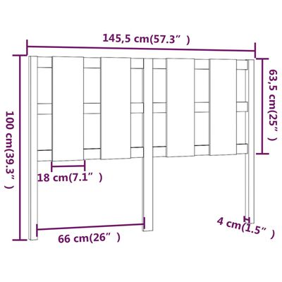 vidaXL Testiera per Letto 145,5x4x100 cm Legno Massello di Pino