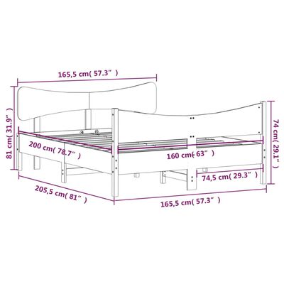 vidaXL Giroletto senza Materasso Bianco 160x200 cm Legno Massello Pino