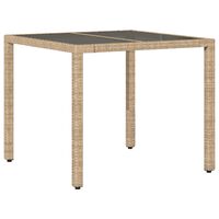 vidaXL Tavolo da Giardino con Piano Vetro Beige 90x90x75 cm Polyrattan